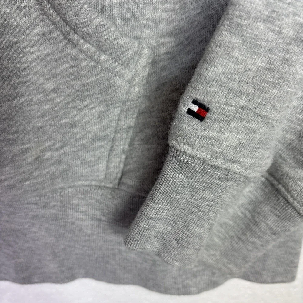 Tommy Hilfiger Hoodie Jacket Womens Sz L‎ Gray Spell Out Logo Zip-up Athletic